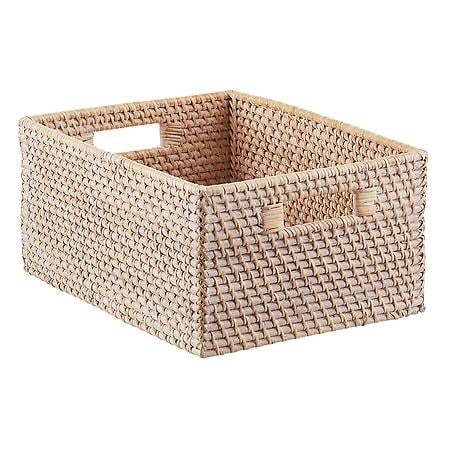 Whitewashed Rattan Bin - Image 0