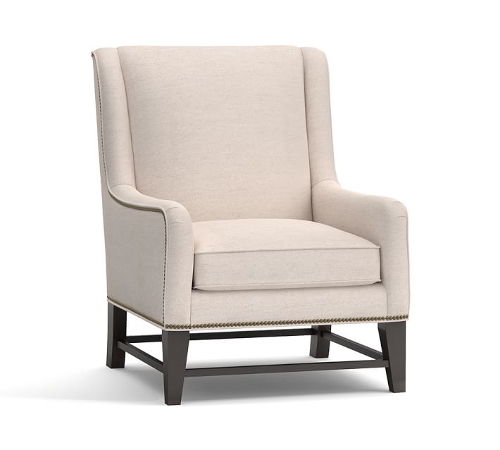 Berkeley Upholstered Armchair, Polyester Wrapped Cushions, Performance everydaylinen(TM) Oatmeal - Image 0