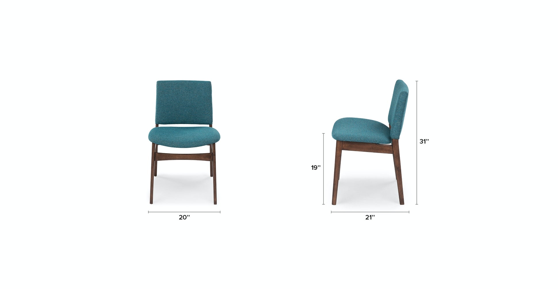 Nosh Andaman Blue Walnut Dining Chair- set of 2 - Image 5