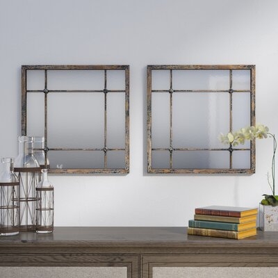 2 Piece Remo Square Traditional Beveled Distressed Mirror Set - Image 0