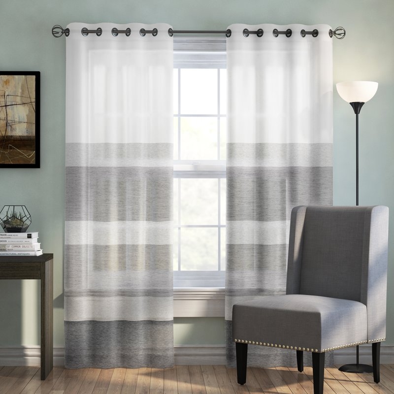 Augustus Striped Grommet Single Curtain Panel - Image 1