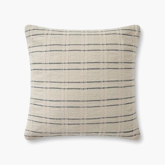 Amber Lewis x Loloi Pillows Cream / Blue 22" x 22" Cover w/Poly - Image 0