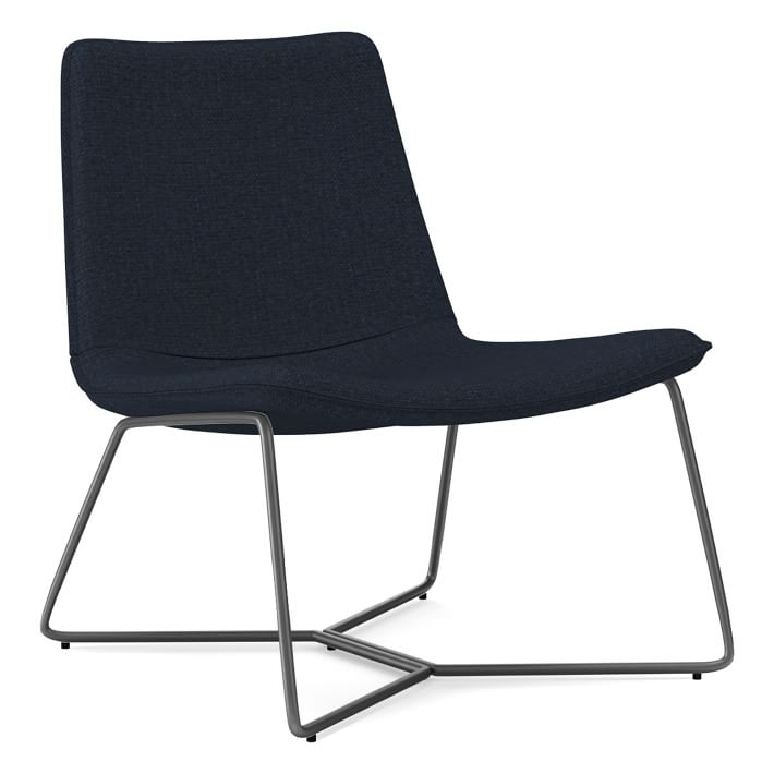 Slope Lounge Chair, Poly, Basket Slub, Midnight, Charcoal - Image 0