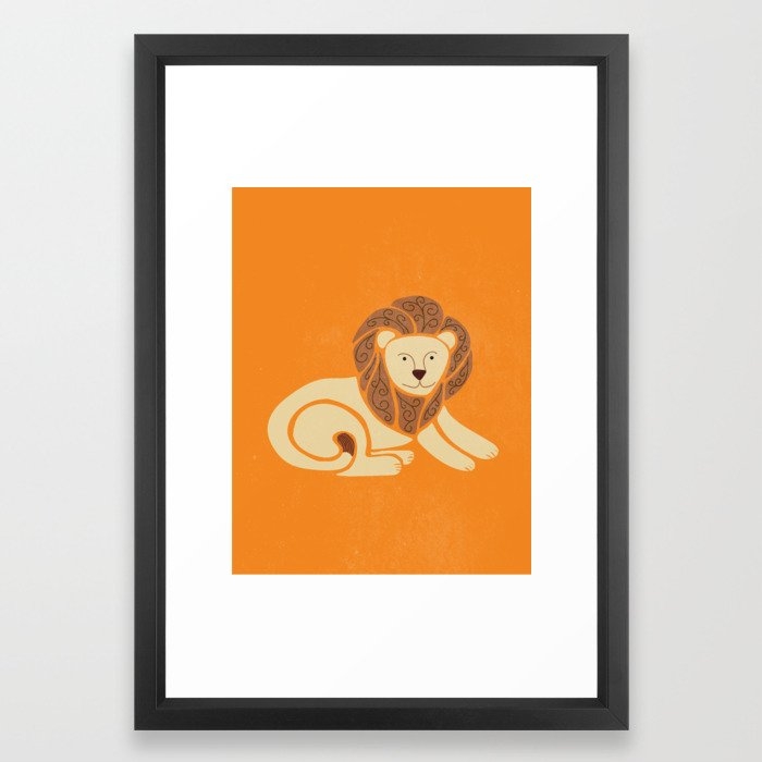 L is for Lion (Text free) Framed Art Print - 15x21, vector black frame - Image 0