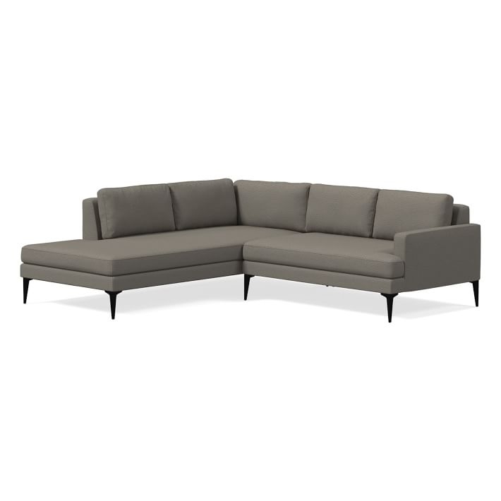 Andes Sectional Set 16: Right Arm 2 Seater Sofa, Left Arm Terminal Chaise, Chunky Basketweave, Metal, Dark Pewter - Image 0