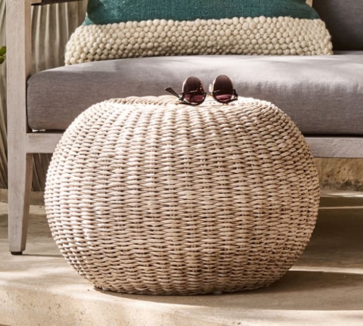 Annette Rattan Accent Stool, White - Image 3