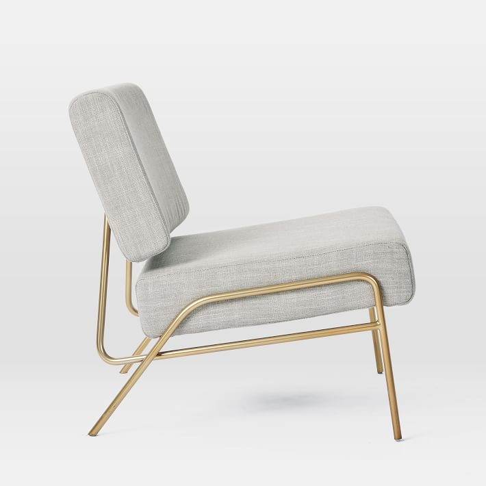 Wire Frame Slipper Chair, Platinum Linen Weave - Image 3