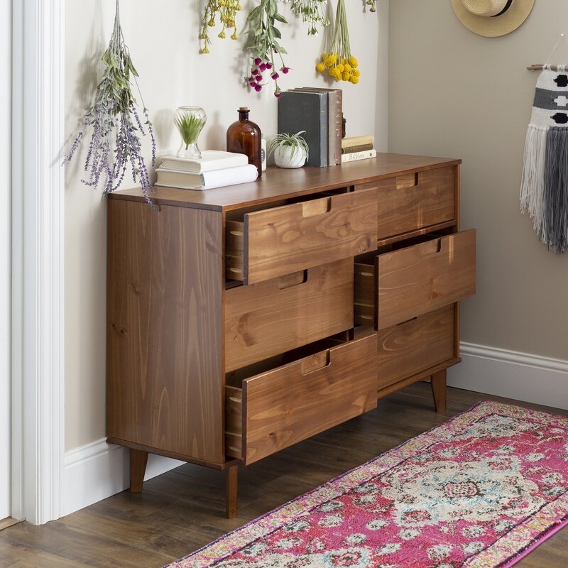 Caramel Cecille Groove 6 Drawer Double Dresser - Image 2