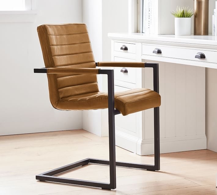 Sabina Leather Desk Chair, Camel - Image 5