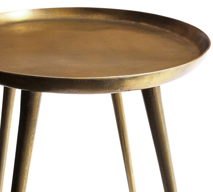 Euclid Round Metal End Table, Brass - Image 1