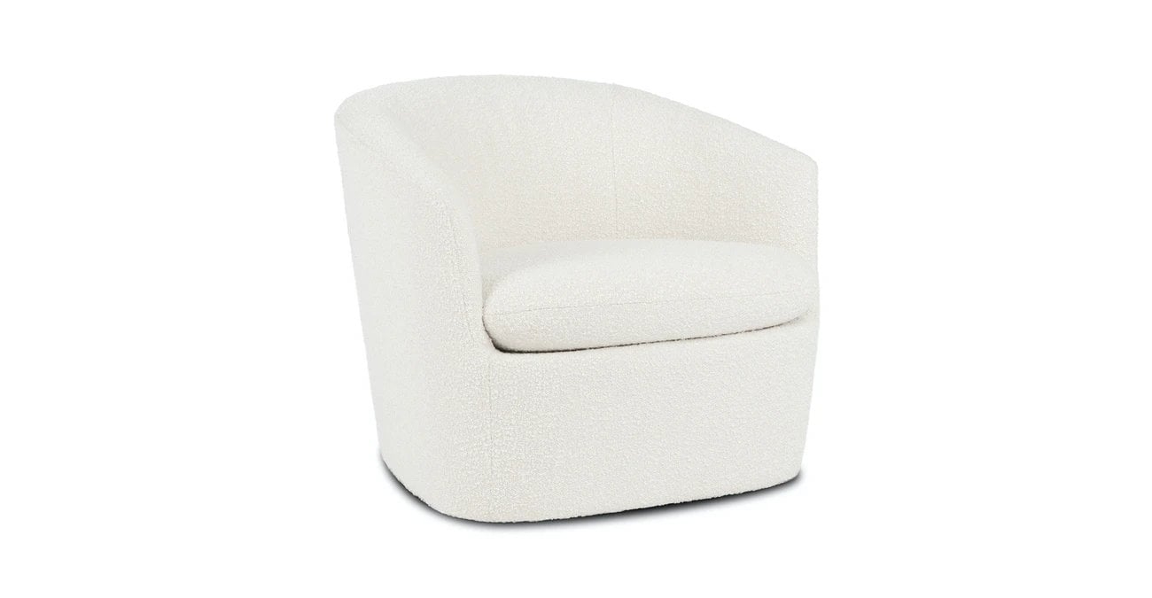 Turoy Ivory Bouclé Swivel Chair - Image 1