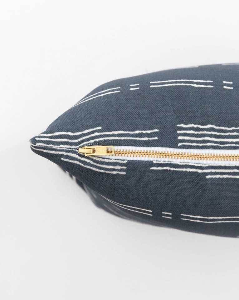 NIK BROKEN STRIPE PILLOW COVER WITHOUT INSERT, NAVY, 12" x 24" - Image 2