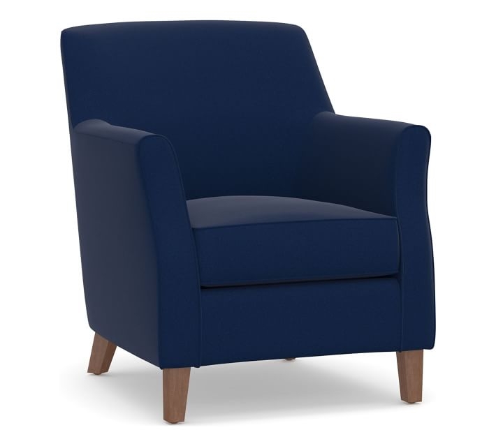 SoMa Newton Upholstered Armchair, Polyester Wrapped Cushions, Performance Everydayvelvet(TM) Navy - Image 0