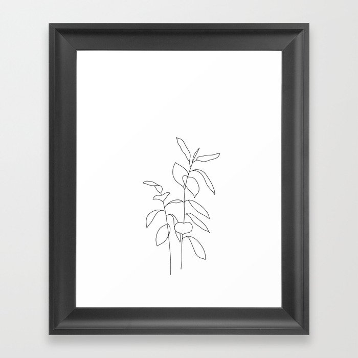 Plant one line drawing illustration - Ellie Framed Art Print - Image 0