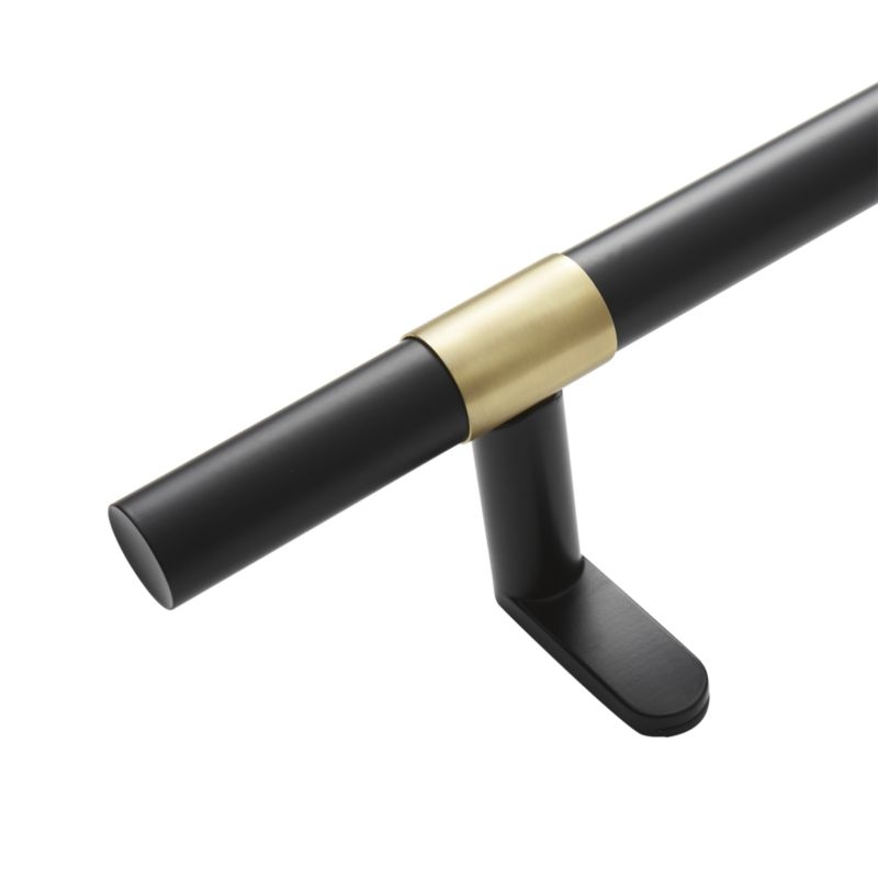 Seamless Black with Brass Band Curtain Rod Set 48"-88"x1"dia. - Image 2