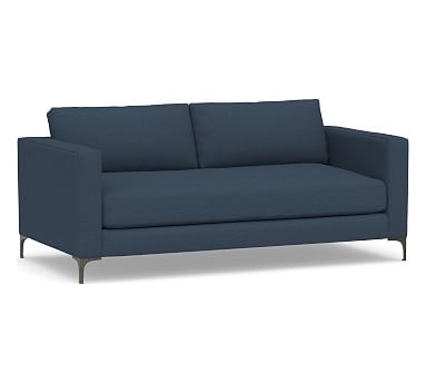 Jake Upholstered Loveseat 70" with Bronze Legs, Polyester Wrapped Cushions, Brushed Crossweave Navy - Image 0