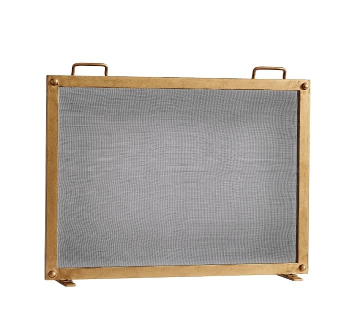 Industrial Fireplace Single Screen, Brass - Large - Image 0