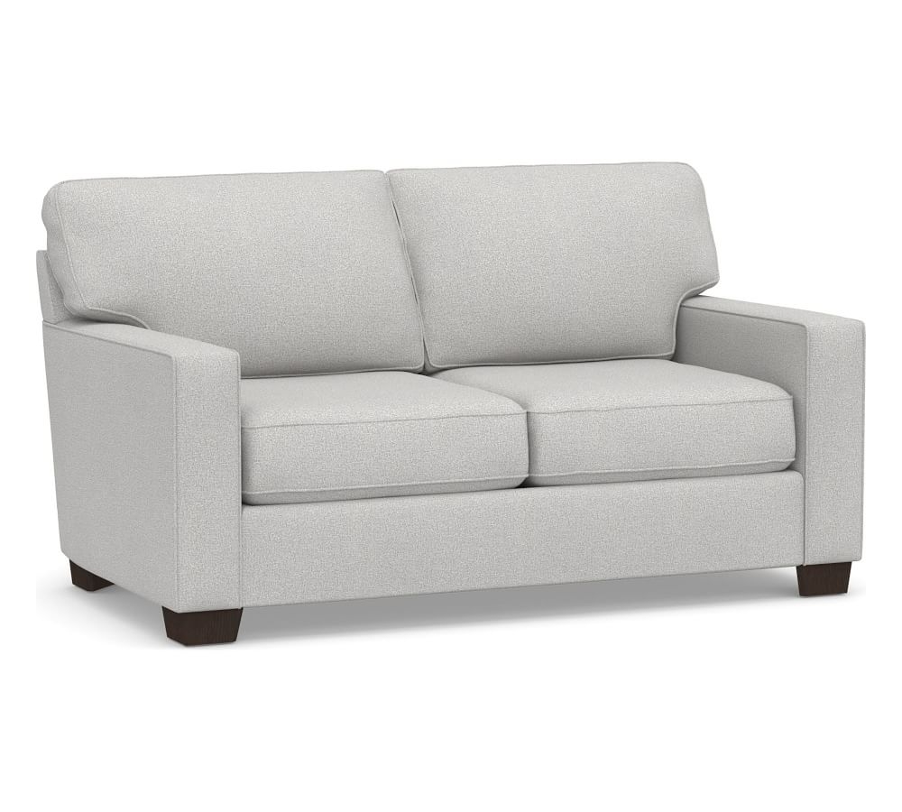 Buchanan Square Arm Upholstered Loveseat 77.5", Polyester Wrapped Cushions, Sunbrella(R) Performance Slub Tweed Ash - Image 0