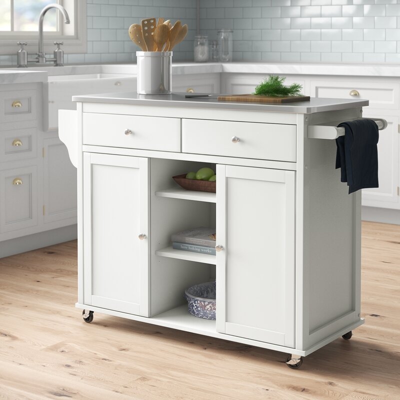 Alyvia Kitchen Cart with Stainless Steel Top - Image 0