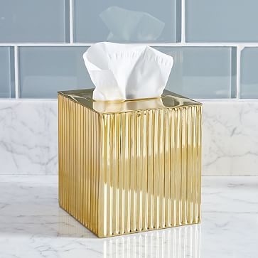 Fluted Metal Bath Collection, Tissue Box - Image 0