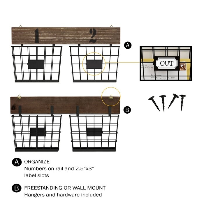 Moncrief Hanging Double Wall Storage with Wall Baskets - Image 2