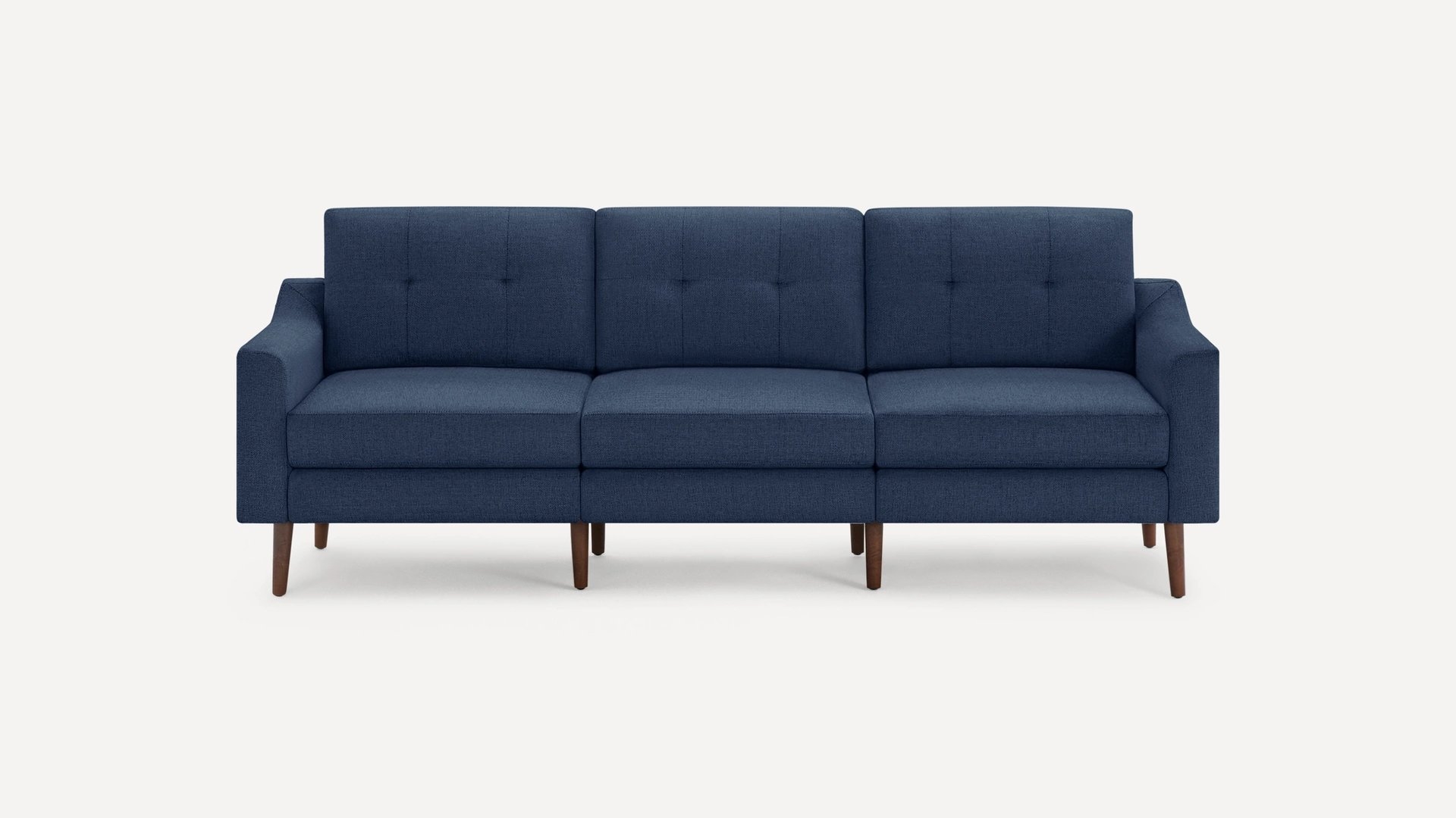 Burrow Navy Blue Sofa, 3 Seater, Low Arms, Black Wood Legs | Nomad Collection - Image 0