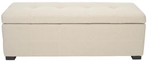 Maiden Tufted Storage Bench Lg - Taupe/Black - Safavieh - Image 0
