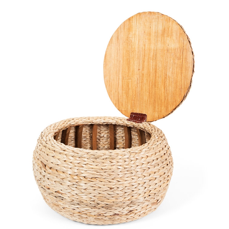 Round Wicker Storage Ottoman - Image 4