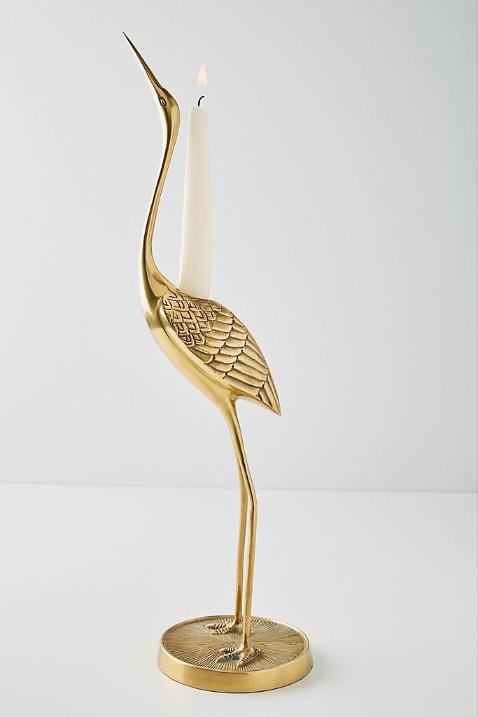 Anthropologie Crane Taper Candleholder, Size One Size - Metallic - Image 0