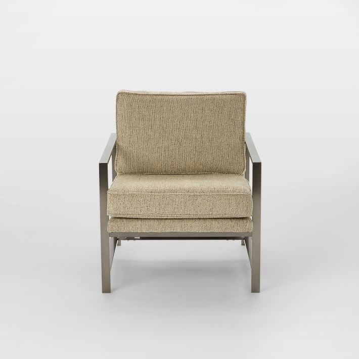 Metal Frame Chair, Twill, Gravel, Burnished Bronze finish. - Image 3