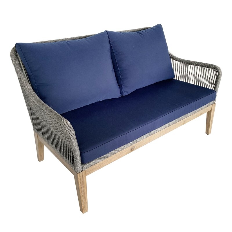 Blyth 55.12'' Wide Outdoor Loveseat with Cushions - Image 0