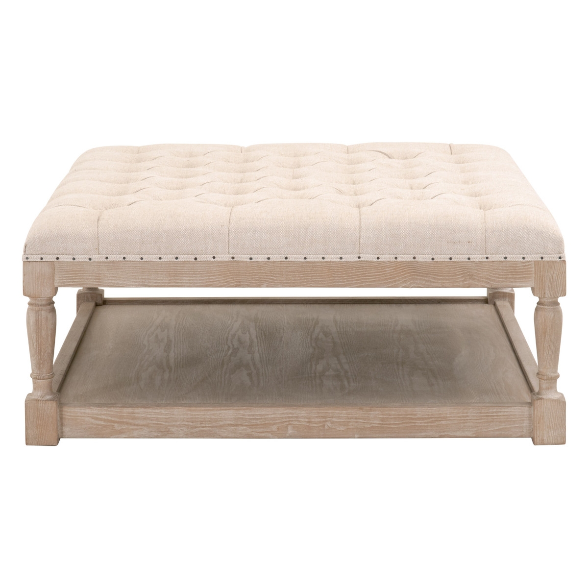 Townsend Tufted Upholstered Coffee Table, Bisque French Linen - Image 0