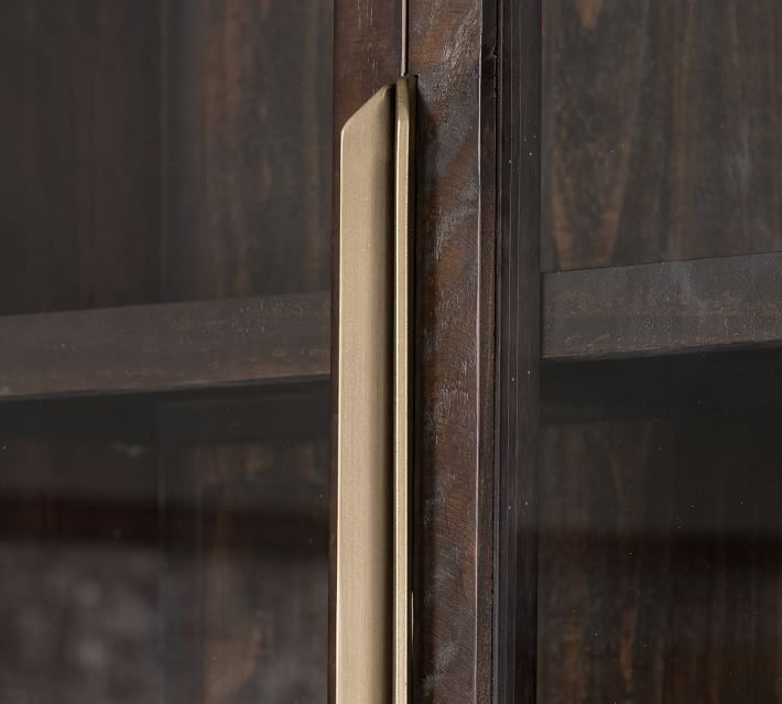 Braden Reclaimed Wood Display Cabinet, Natural Oak/Satin Brass, 42.5"L x 84"H - Image 2