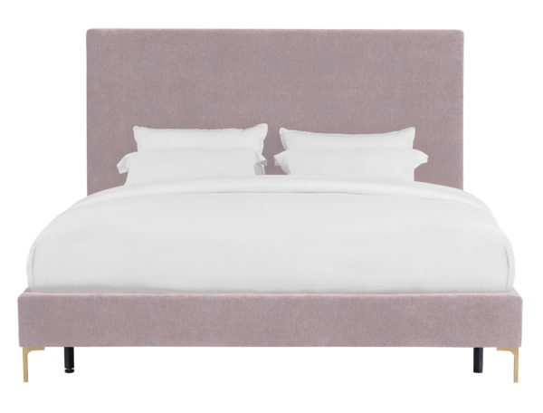 Delilah Blush Textured Velvet Bed in King - Image 0