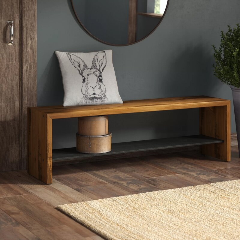 Arocho Rustic Solid Reclaimed Wood Storage Bench - Image 2