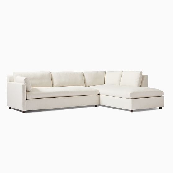Marin Set 01: LA Sofa + RA Terminal Chaise, Down, Performance Basketweave, Alabaster, Concealed Supports - Image 0