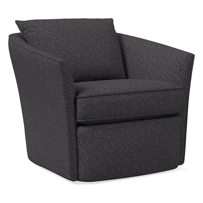 Duffield Swivel Chair, Poly, Luxe Boucle, Black/White, Concealed Supports - Image 0