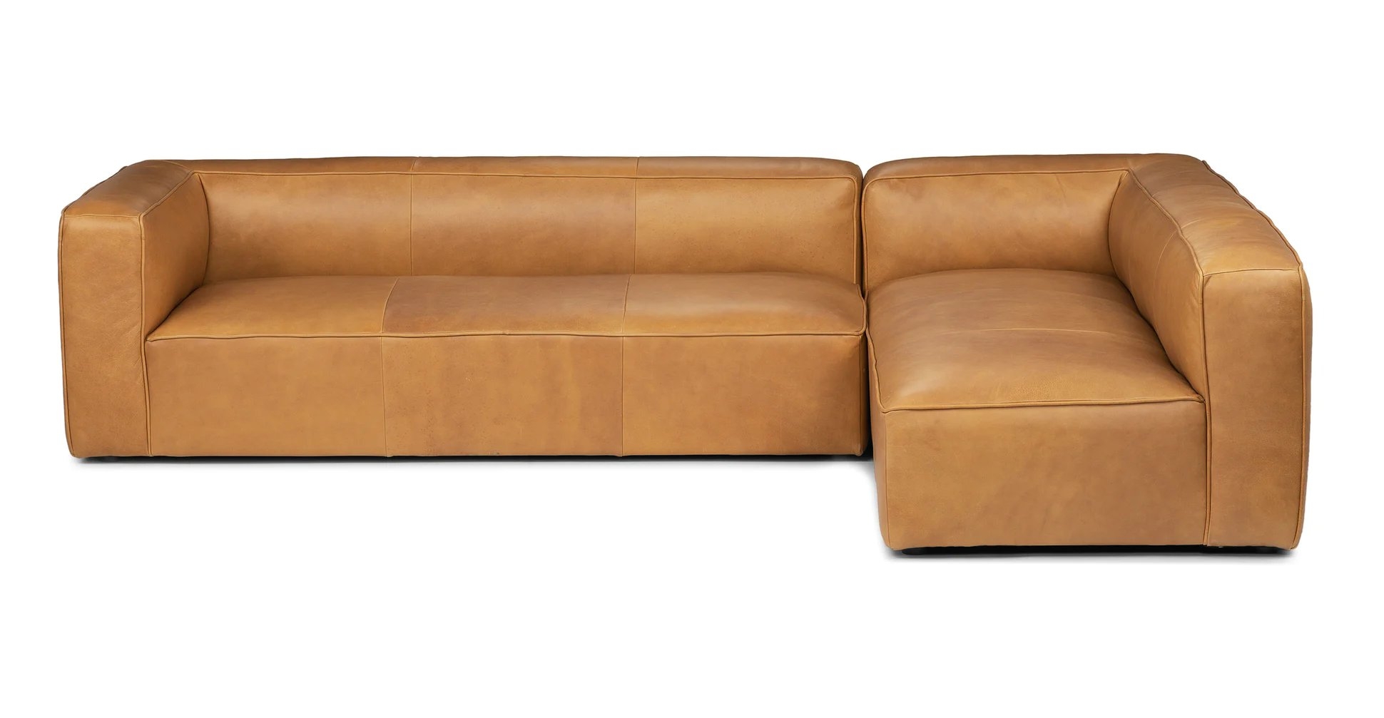 Mello Right Arm Leather Sectional in Taos Tan - Image 0