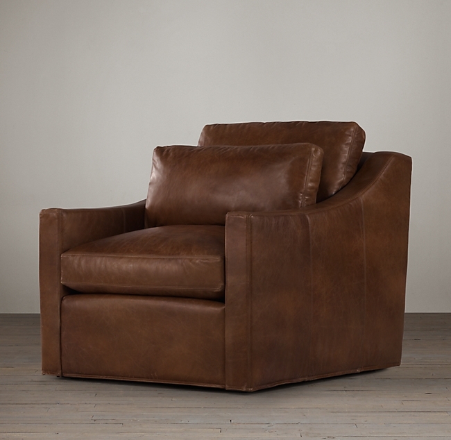 BELGIAN CLASSIC SLOPE ARM LEATHER CHAIR - Luxe 43" - Italian Berkshire Smoke leather - Image 0