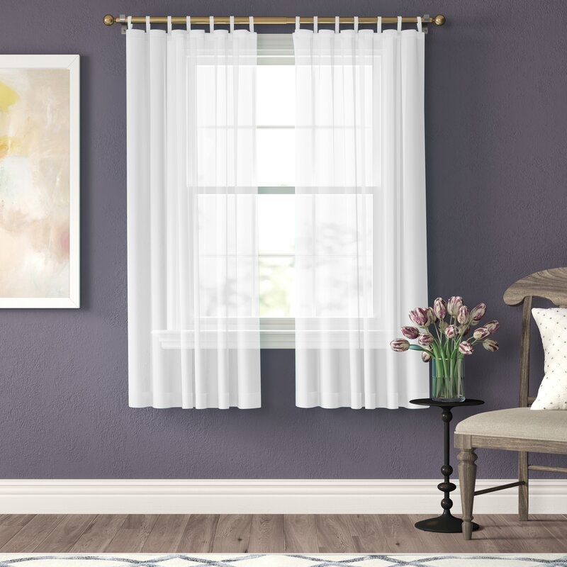 Wayfair Basics Solid Sheer Tab Top Curtains - Image 0