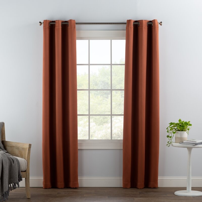 Wayfair Basics Solid Blackout Grommet Single Curtain Panel in Terracotta Red  84" x 40" - Image 0