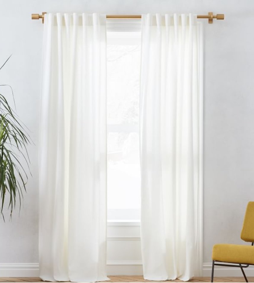Linen Cotton Curtain - Stone White, 96" L, Unlined - Image 1
