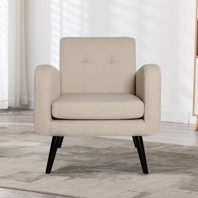 Almeda 29.75'' Wide Tufted Armchair, Beige - Image 1