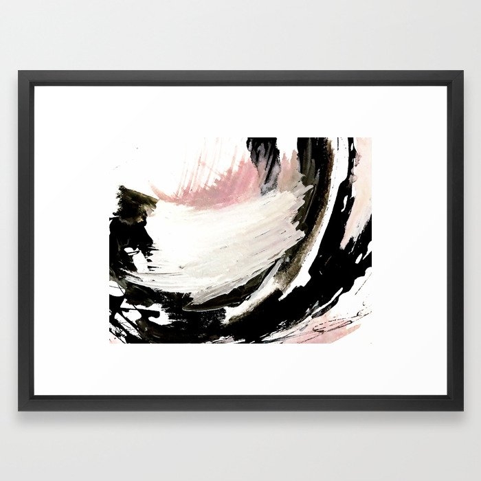 Crash: an abstract mixed media piece in black white and pink Framed Art Print, FRAME Vector Black, Medium (gallery) - 20" X 26" - Image 0