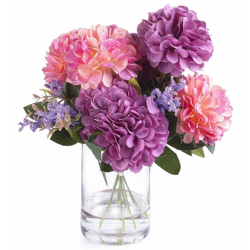 Silk Dahlia Arrangement in Vase RESTOCK  Jul 14, 2024. - Image 1