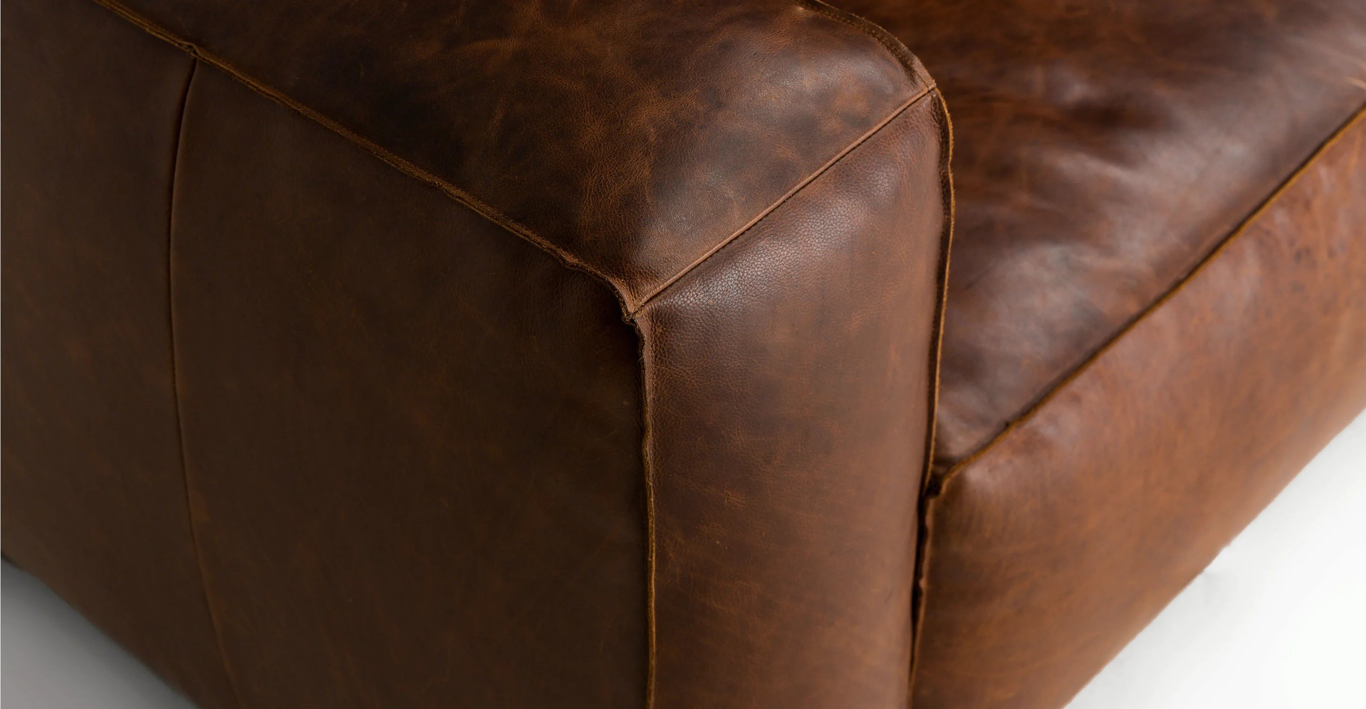 Cigar 92" Leather Sofa - Rawhide Brown - Image 7