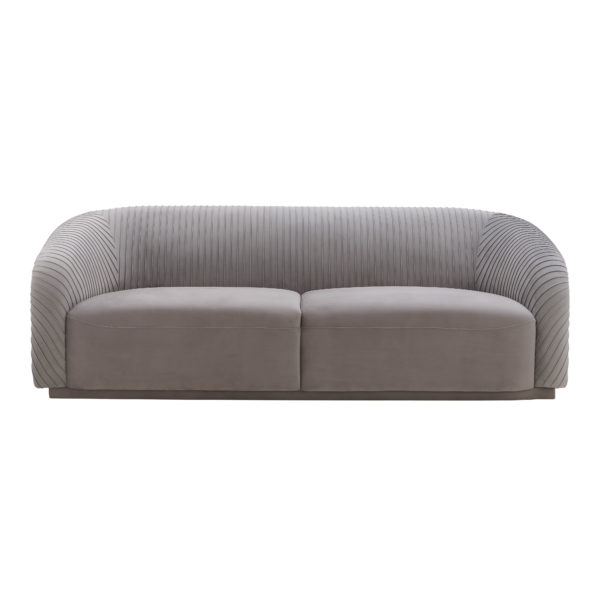 Yara Pleated Grey Velvet Sofa - Image 1