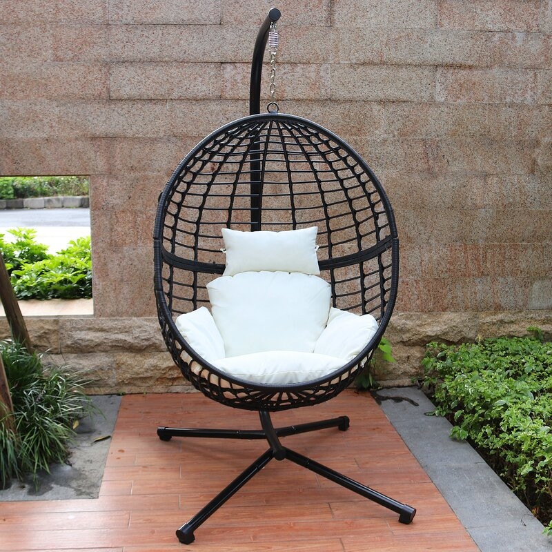 Wolsingham Outdoor Wicker Hanging Basket Swing Chair with Stand - Image 0