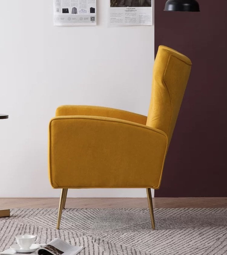 Cayleigh 27.5'' Wide Velvet Wingback Chair - Image 2