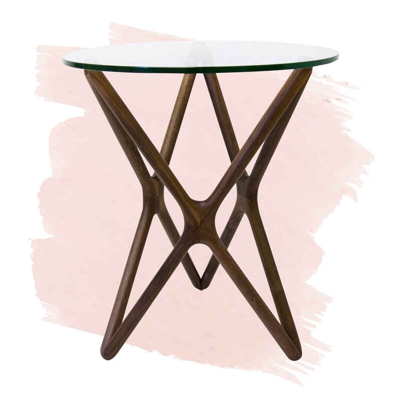 Conner Glass Top Cross Legs End Table - Image 0